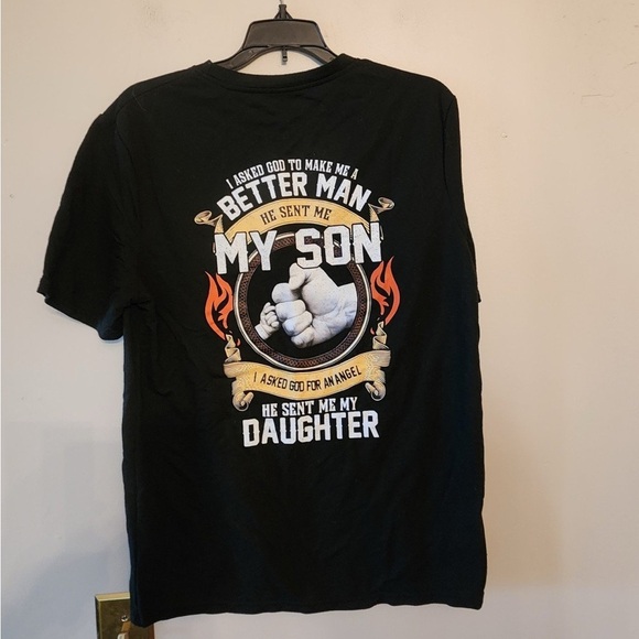 Son Daughter Black Men's Graphic T-Shirt Back Print Father's Day Dad Gifts M - Picture 1 of 3